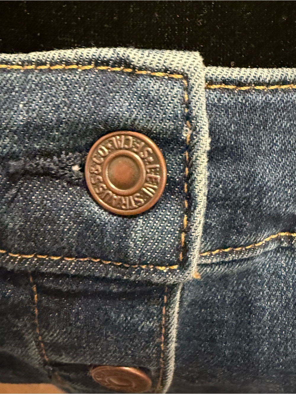 Levi's Dark Blue Denim Strapless Button-Front Dress Removable Straps - Picture 4 of 14